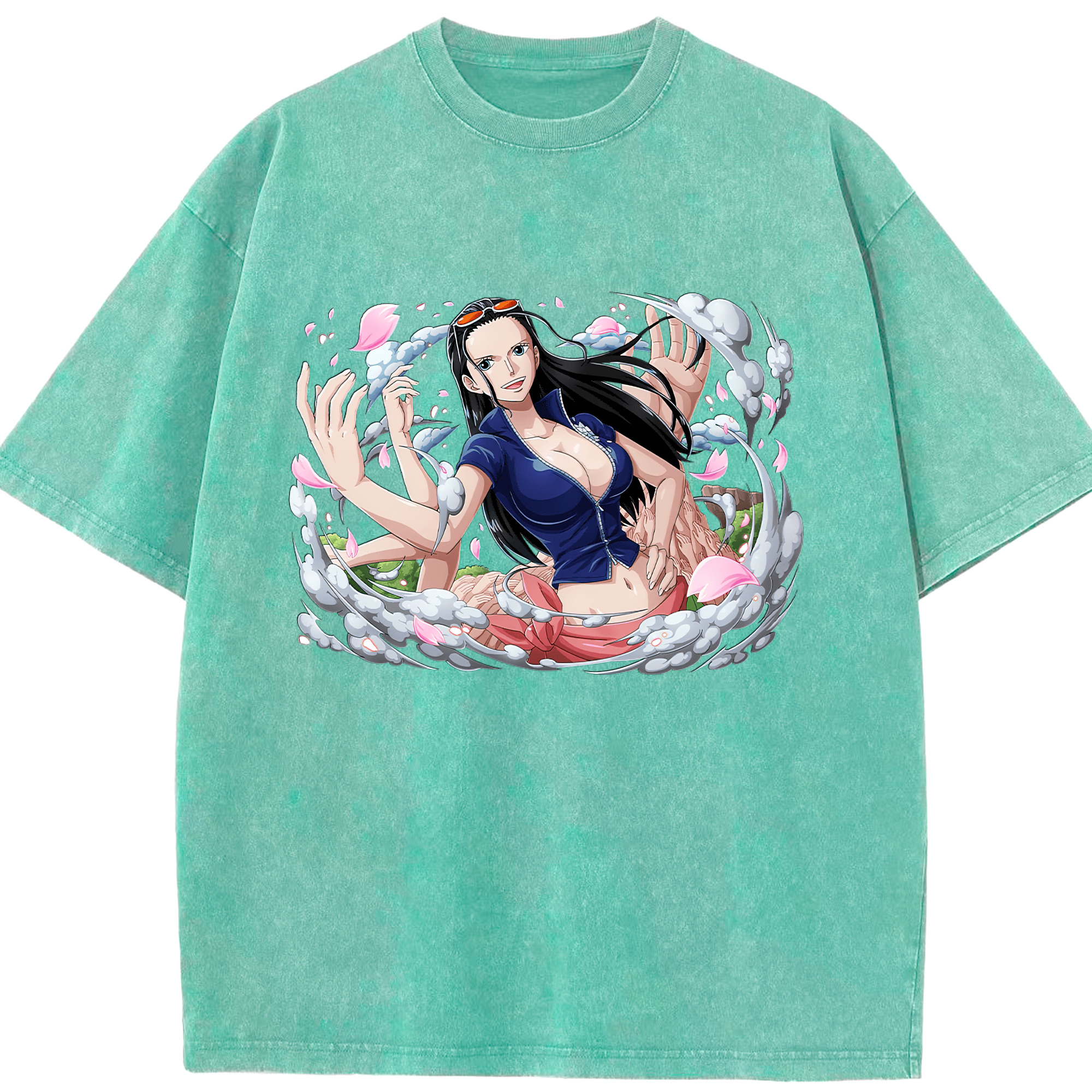 ワンピース ニコ・ロビン ONE PIECE Nico Robin 綿100% ヴィンテージ風 半袖Tシャツ（フロントプリント）